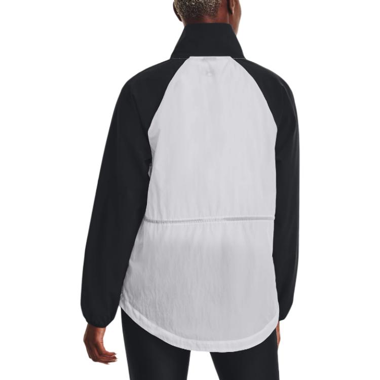 Under Armour Color Block Semi-Transparent Zip Collar Jacket Women Jackets Black 1378622-001