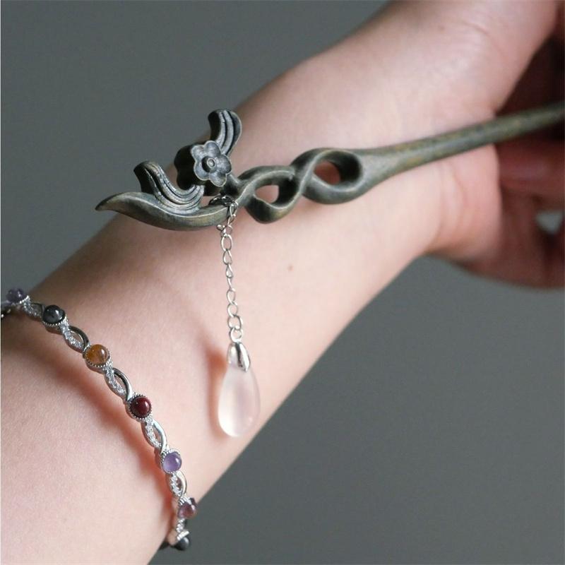 Заколки для волос в форме орхидеи, заколки для волос ручной работы, спиральные деревянные вилки для волос, ретро-китайское платье ханьфу, головной убор, головные уборы