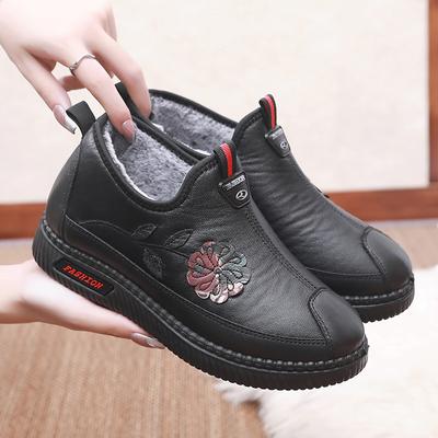 Зимние женские хлопковые ботинки средней высоты, ботинки для мамы, с круглым носком, нескользящие, снежные ботинки, велюровые, утепленные тканевые ботинки