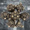 7 Pcs Yellow Black Metal Hollow Metal Polyhedral Dice Set Suitable for Role-Playing RPG    Board Game Card Game