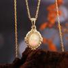 925 Sterling Silver Women's Necklace Colorful Natural October Birthstone Opal Pendant Fine Jewelry for Anniversary Birthday Wear