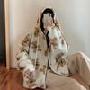 New Cartoon Thick Pattern Bear Print Women Winter Korean Large Size Long Sleeve Hooded Coat Warm Couple Streetwear
