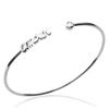 [N3344] - Open Silver Bracelet 'Messages' White (Love) Rhodium-plated - 56 Mm 16x4 Mm