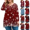 Women's Fashion Large Size Round Neck Long Sleeve Casual Christmas Print Loose Pullover Top