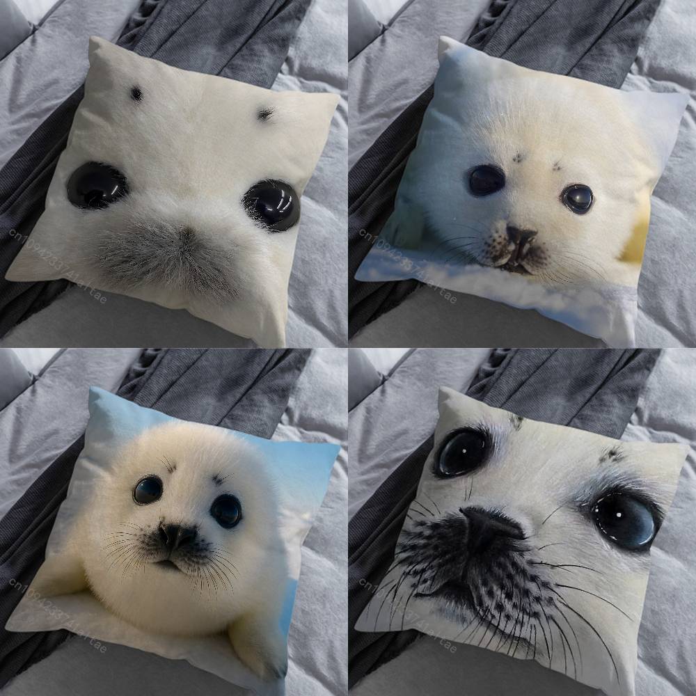 Animal Seal Cute Throw Pillow Case Living Room Sofa Cushion Cover For Home Bedroom Decoration Protector