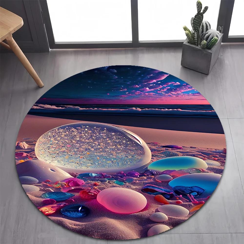 Colorful Pebble Rainbow Road Beach Stone 26 Style New Round Carpet Rug for Bedroom Living Room Decoration,pet Decor Floor Mat