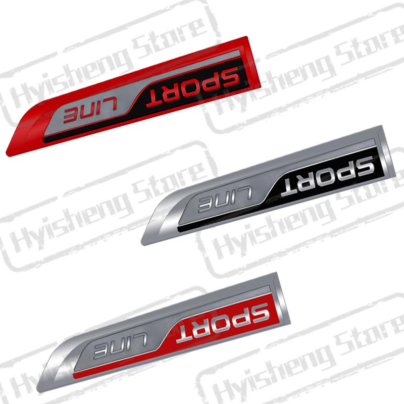 JBIW9 2PCS Metal Car Styling Sport Line Sticker Badge Car Body Side Emblem For Skoda Octavia Rapid Kodiaq Karoq Fabia Kamiq Superb