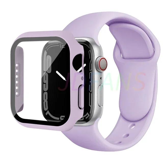 Стекло+корпус+ремешок для Apple Watch Band 42 мм 44 мм 41 мм 40 мм 38 мм 45 мм 49 мм Защитные пленки для Apple IWatch Series 8 7 6 SE 5 4