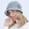 New Women's Knitted Bucket Hat Autumn and Winter Flowers Fashion Plus Velvet Thick Warm Hat