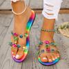 Large Size Candy Color One-word Cool Slippers Women's New Fashion Rhinestone Outdoor Summer Casual Cool Slippers Women