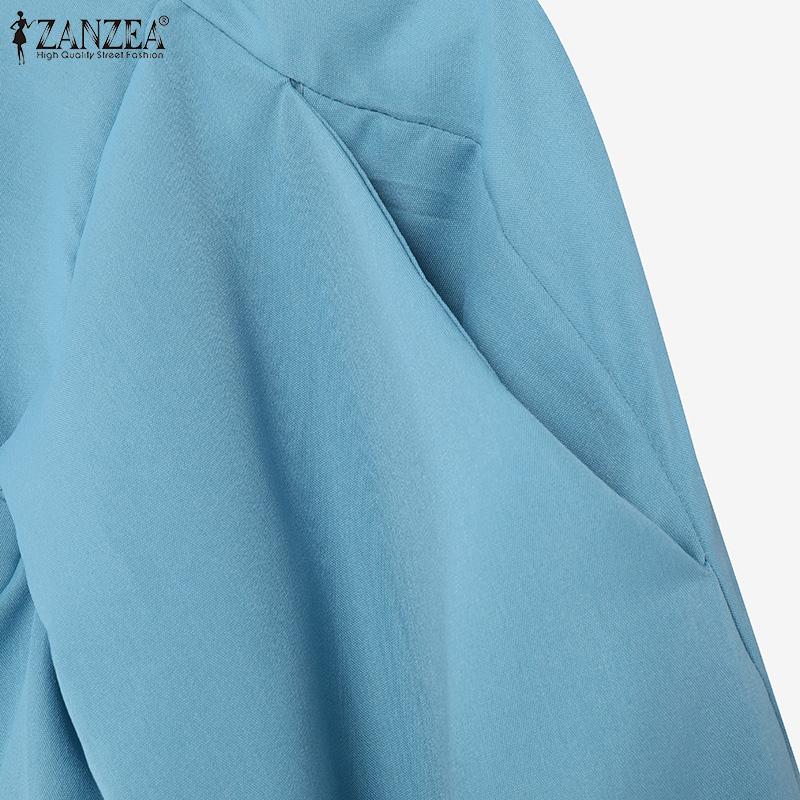 ZANZEA Женский повседневный костюм из двух частей: блузка с цветочным принтом и широкие брюки