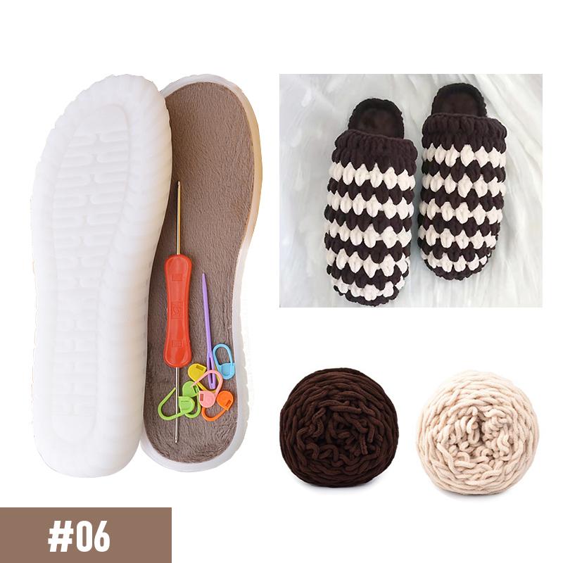 Зимние домашние тапочки своими руками крючки подошвы крючки мягкая нижняя подошва + вязание шерстяные полосатые тапочки своими руками ручная работа материал для обуви