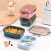 Double Layered Lunch Box Portable Microwave Available Heating Fruit Salad Food Containers with Tableware School Picnic Bento Box