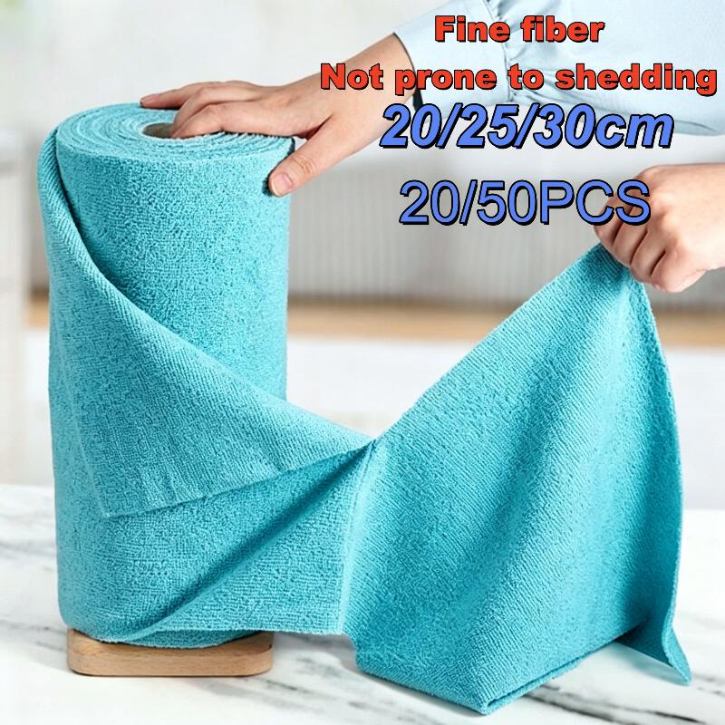 20/50Pcs Microfiber Tear Away Cleaning Cloth Roll Super Absorbent Lint Free for Tableware Kitchen Cleaning Wipes