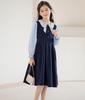 DiiFoky Long Sleeve Dress with Layered Look and Round Perfect for School Entrance and Everyday Wear Size Kids' Collar, Recitals, Ceremonies, (Navy,