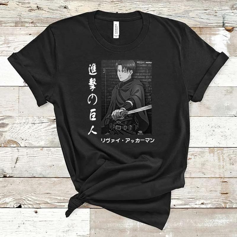 Summer Hot Anime Levi Ackerman Clothing Female Loose Women T-shirt Punk Dark Grunge Streetwear Ladies Top Gothic T Shirts