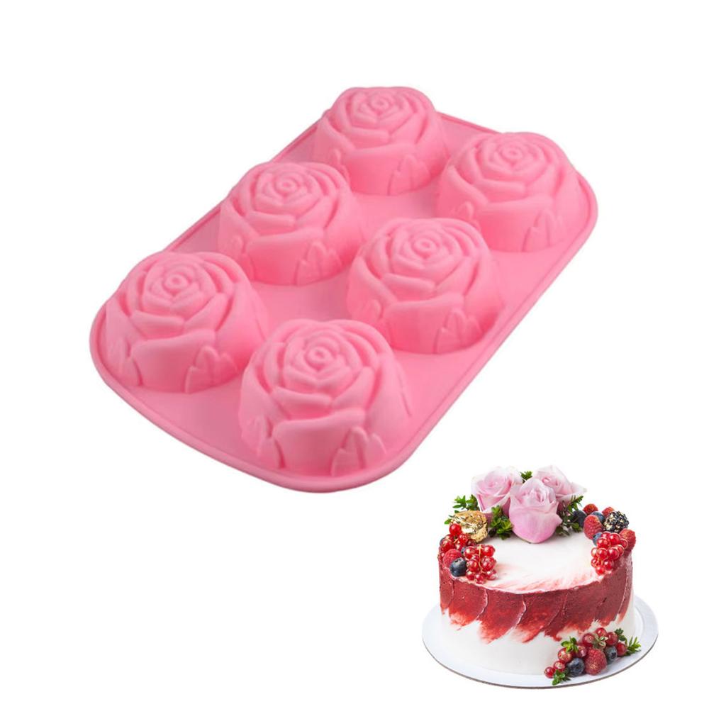 Гибкая силиконовая форма для изготовления шоколада, устойчивая к высоким температурам, форма для конфет в форме розы, десертная выпечка