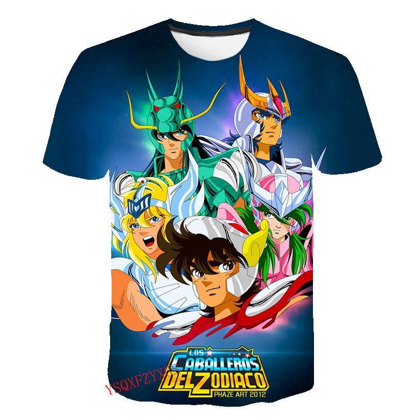 Летняя золотая футболка Saint Fighter с принтом 3D Harajuku HD для мужчин, с круглым вырезом и коротким рукавом, детская модная футболка с рисунком, повседневный топ