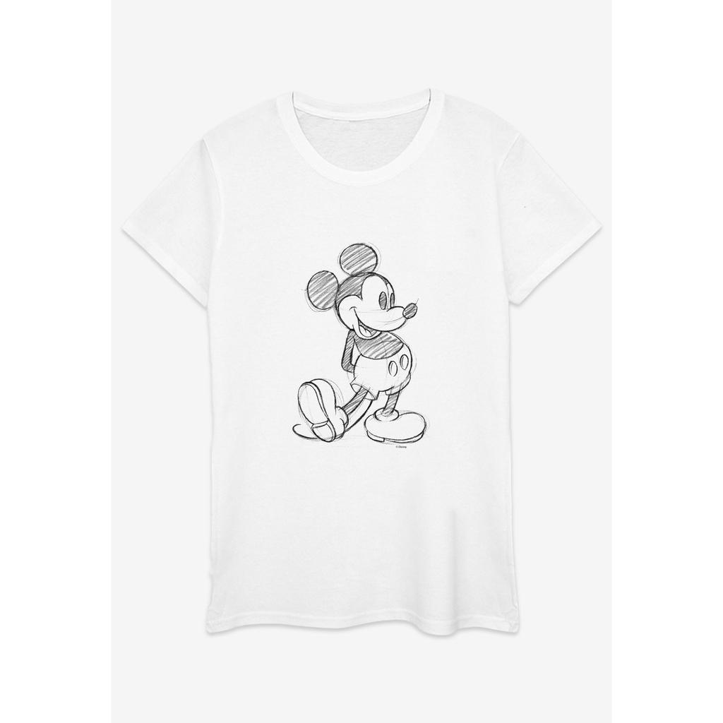 Disney Womens/Ladies Mickey Mouse Sketch Kick Cotton T-Shirt