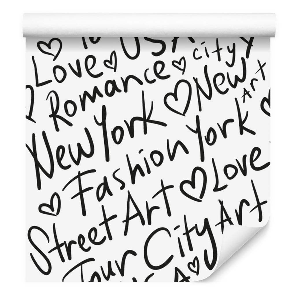 White typography wallpaper New York for living room and bedroom 50x1000