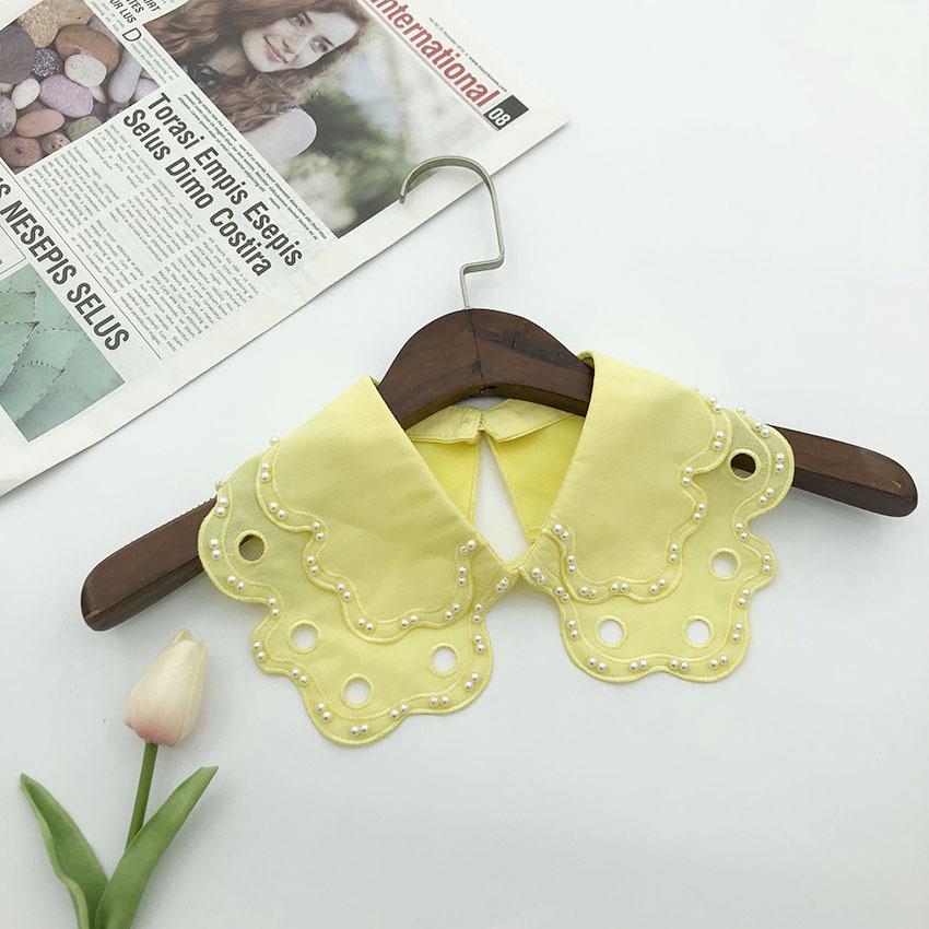 White Fake Collar for Women Shirt Blouse Necklace Candy Color False Collar Handmade Beads Detachable Sweater Collars Decor