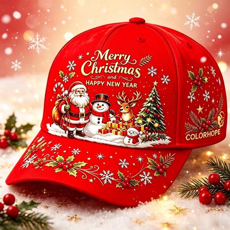 Exclusive for red Christmas hats, Santa hats, adults, children, digital printing casual design