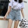 Джинсовые шорты женские летние с высокой талией свободные широкие ноги корейская версия были тонкими словом супер короткие