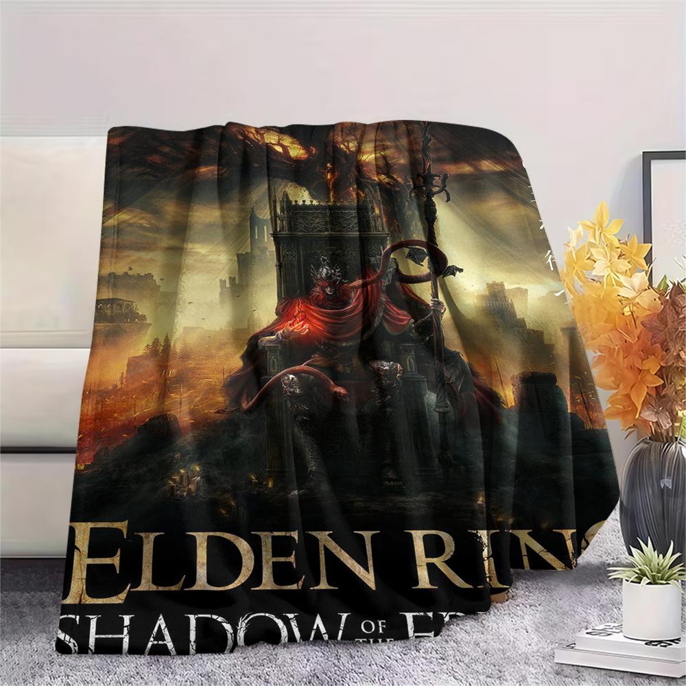 1Pc Elden Ring Print Flannel Blanket, High quality Comfortable for All Seasons, Home Decor, Warmth and Comfort, Perfect for Christmas Gifts