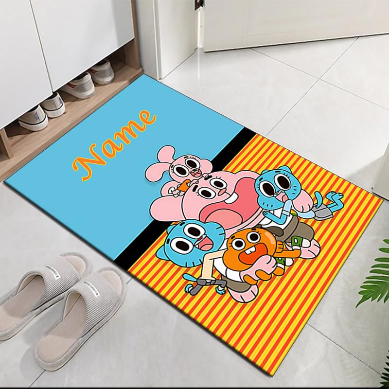 Custom Name The Amazing World of Gumball Printed Carpet, for Office Chair Living Room Bedroom Kitchen Room Decor Gifts.
