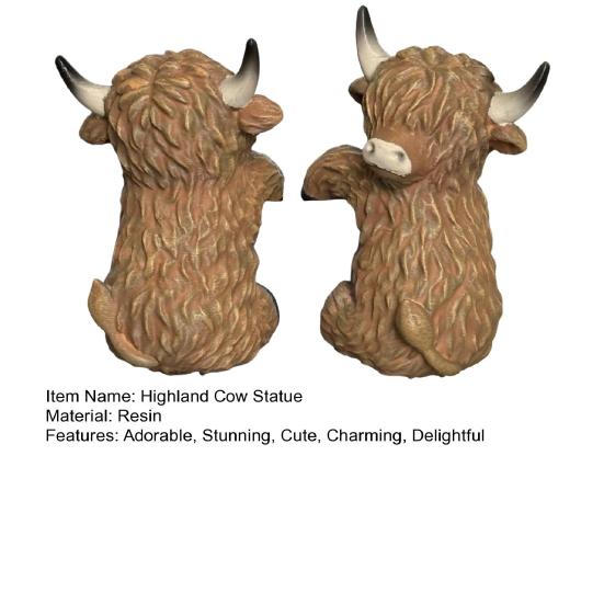 Милая Шотландская Корова Украшение для Монитора Маленькая Фермерская Корова Топпер для Экрана Животное из Смолы Настольное