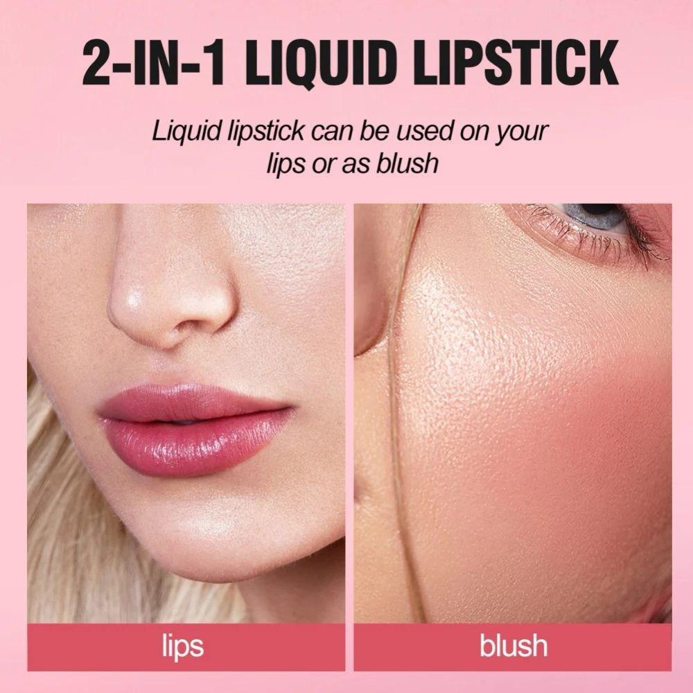 Fruit Juice Lip Tint Nonstick Cup Liquid Lipstick and Blush Waterproof Long Lasting Water Stain Lips Cheeks Makeup 2 In 1, A6, 1 Piece