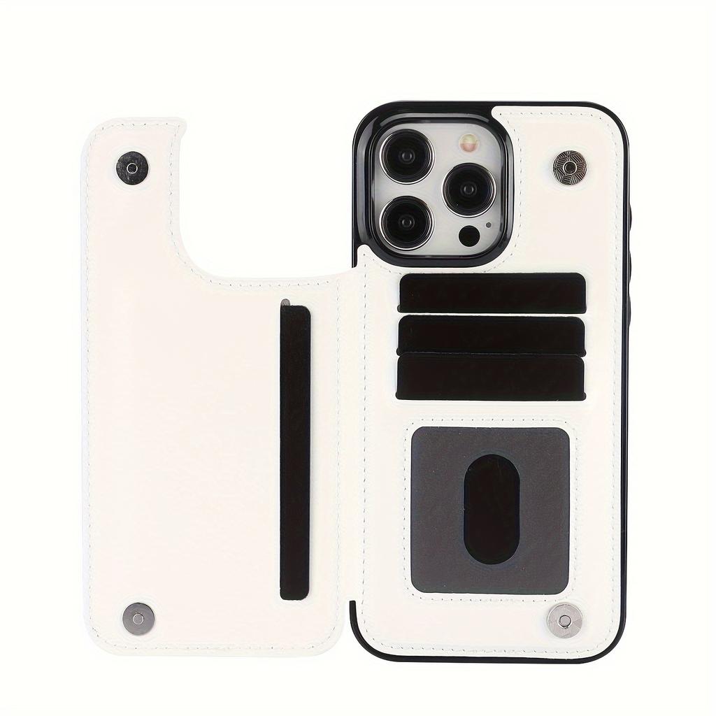 Чехол для телефона-кошелька с держателем для карт, чехол с подставкой для карт из искусственной кожи, двойной магнитной застежкой и прочным противоударным чехлом, для IPhone