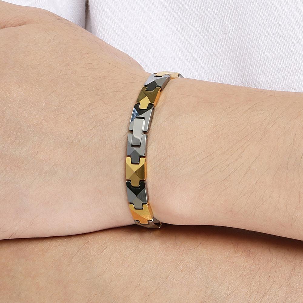 Мужской терапевтический германиевый магнитный браслет, вольфрамовая пулевая цепочка, регулируемый, с отрицательными ионами, для здоровья, не царапается