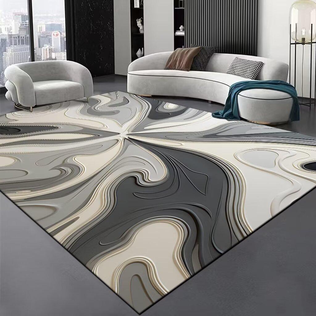 Ковер в европейском стиле с простыми полосками, для гостиной, под диван, для спальни, прикроватный, для кабинета, коврик у входной двери, нескользящий, легкая роскошь, домашний декор