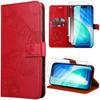 Case for iPhone 17, PU Leather Flip Case Shockproof Plant Butterfly Pattern Red + 2 Tempered Glasses