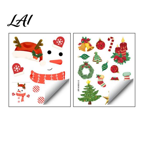 Christmas Window Clings Clings Cartoon Antlers Snowman Wall Stickers Waterproof PVC Decorative Winter Ornaments Decals for Home Glass Windows