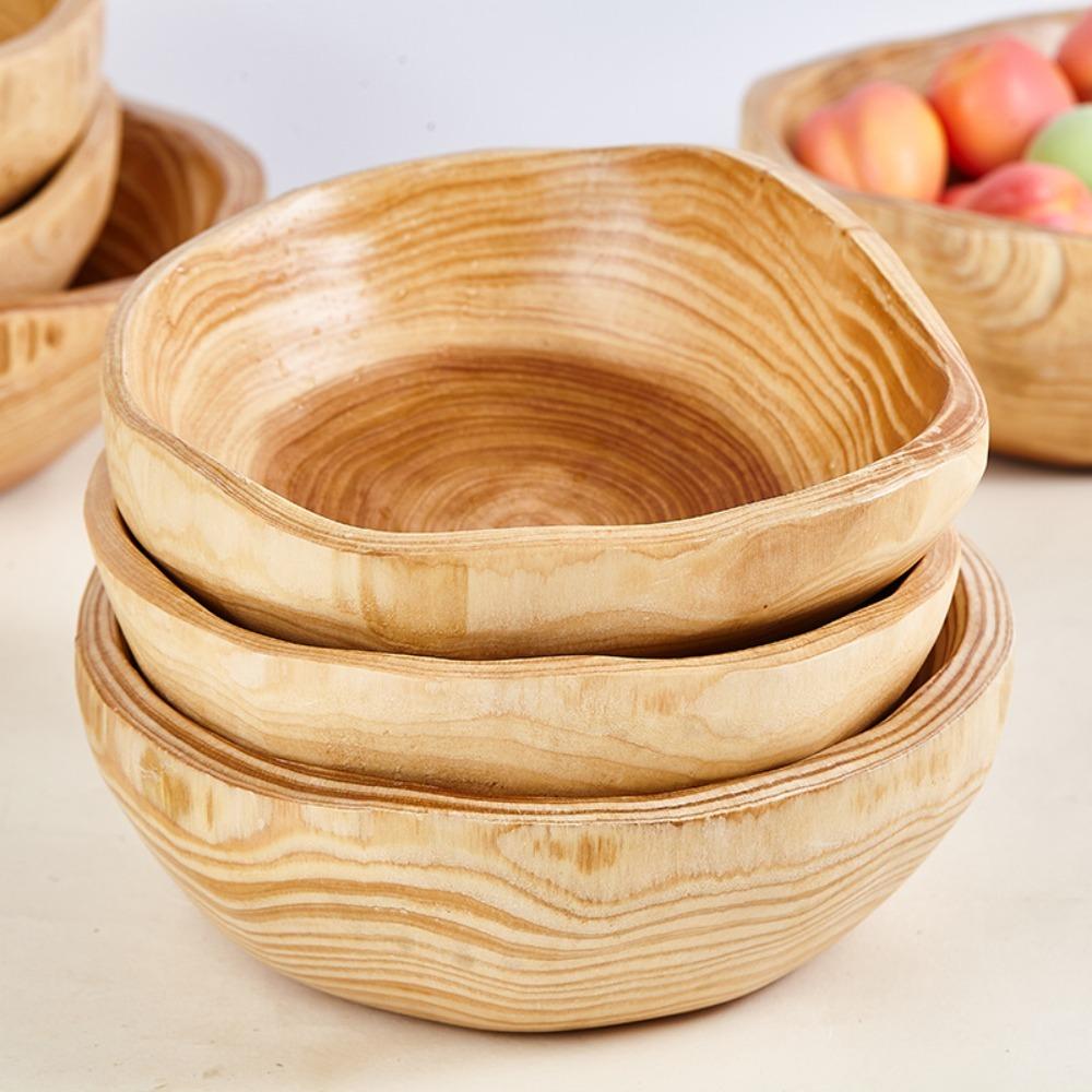 Irregular Shape Fruit Tray Polished Serving Bowl Practical Wooden Salad Bowl Vegetable