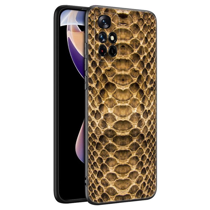 Fashion Snake Skin Black Silicone Phone Case For Xiaomi Redmi Note 10 11 11S 12 13 4G 8 9 11T Pro 5G Plus 8T 9S 10S 12S