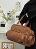 Portable Retro Brown Bowling Bag Autumn and Winter New Versatile Casual Big Bag Commuting Simple Multi-pocket Locomotive Bag