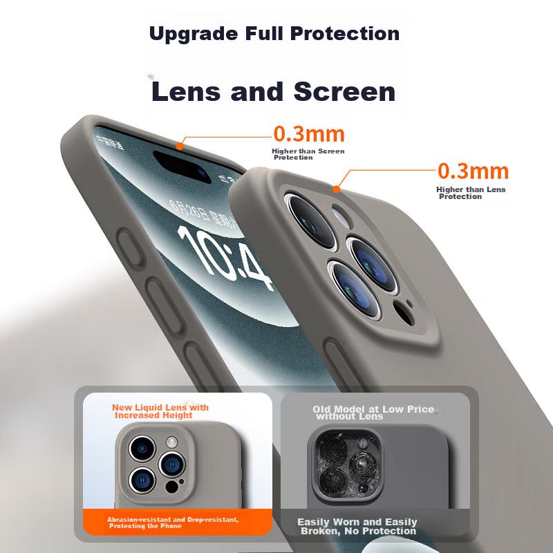 IPhone 16 Pro Max Case, IPhone 16 Pro Max with Full Lens Protection, Liquid Silicone Ultra-Thin Shockproof Simple Soft Case, Distant Mountain Blue