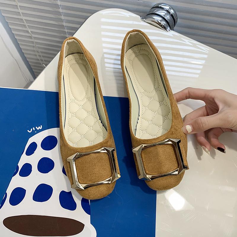 Женские однотонные удобные повседневные туфли без шнуровки большого размера на плоской мелкой подошве для девочек