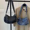 Джинсовая сумка Женская пригородная большая сумка Сумка через плечо большой вместимости Студенческая сумка класса