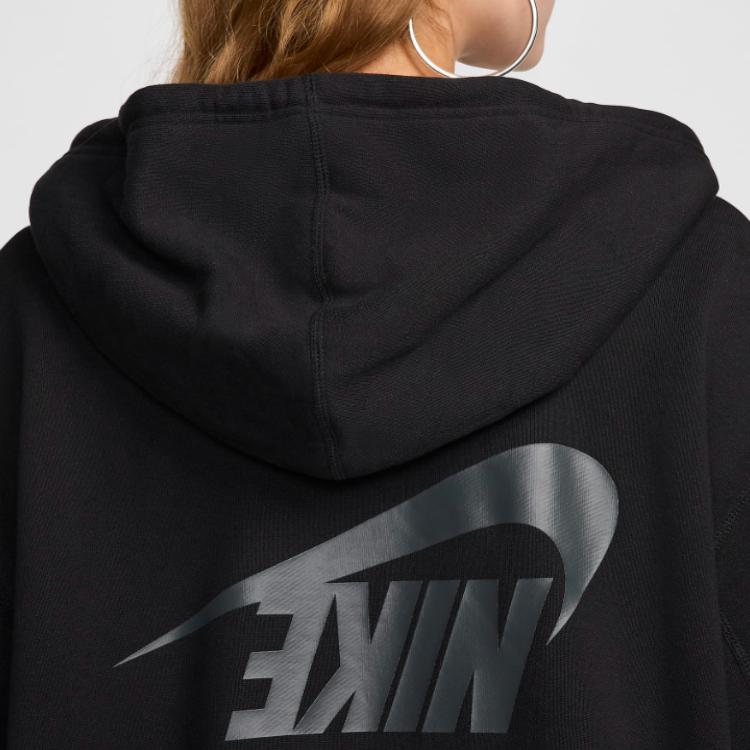 Nike Толстовка с капюшоном и застежкой-молнией, с длинными рукавами и принтом логотипа, женская толстовка серого цвета FV7516-010