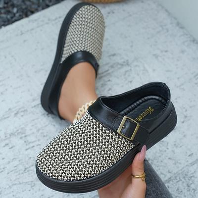 Baotou классные тапочки женские 2025 новые ретро плетеные тапочки baotou полутапочки маффин толстая подошва одна педаль внешние тапочки