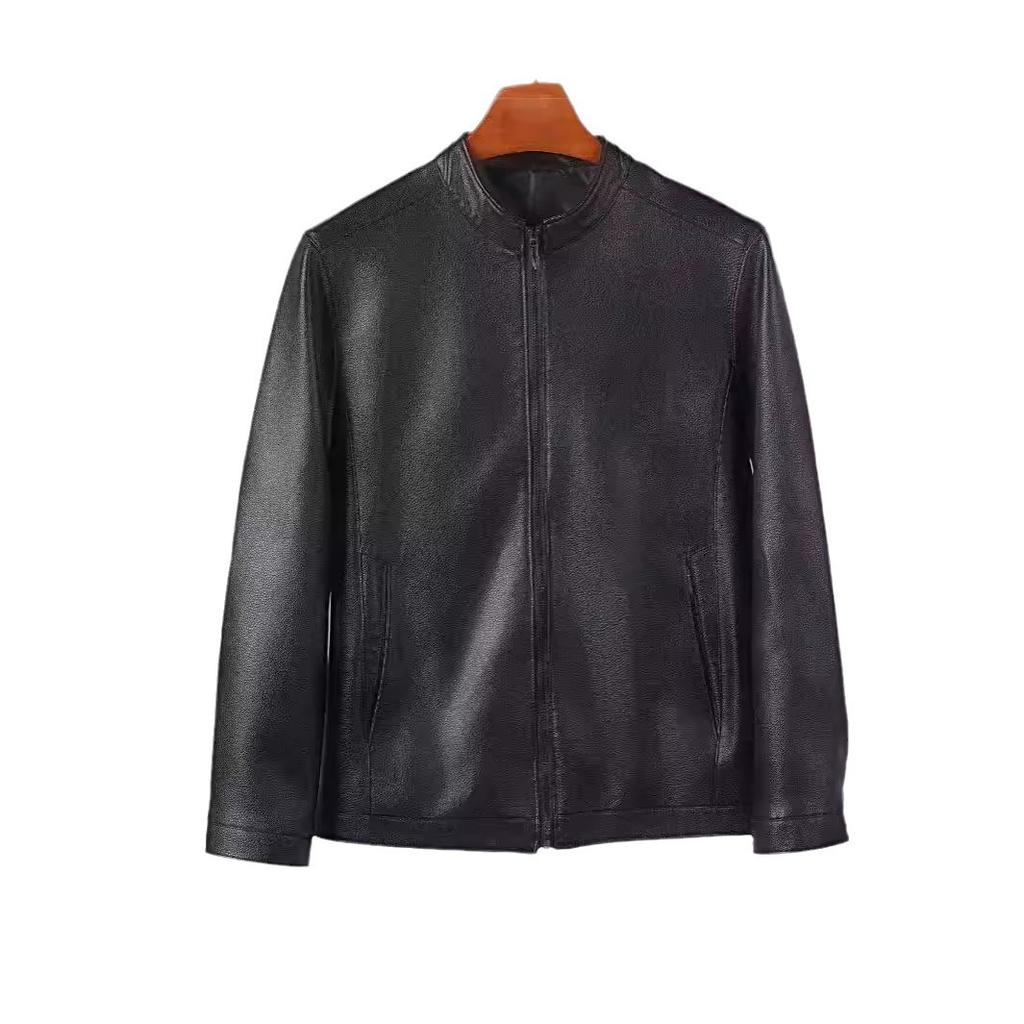 Кожаная куртка мужская куртка весна и осень новая повседневная универсальная облегающая большая куртка с воротником-стойкой мужская кожаная куртка локомотив