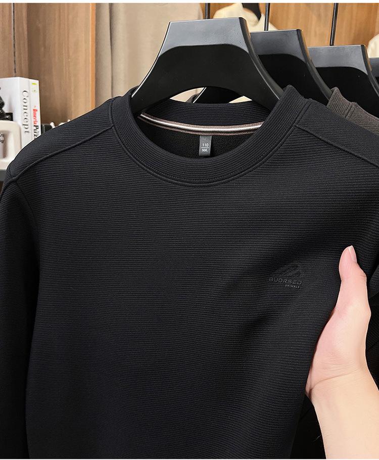Men's Plus Velvet Thickened Round Neck Sweatshirt - Warm Winter Casual Wear