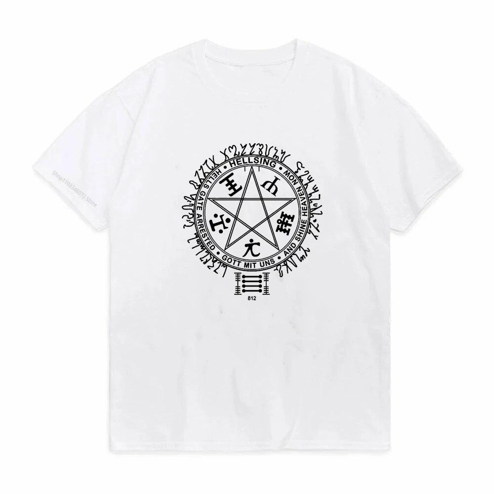 Vintage Hellsing Anime T-shirt Summer Comfy O-neck Tee Short Sleeve Unisex Women Casual Unisex Top Tees Oversized