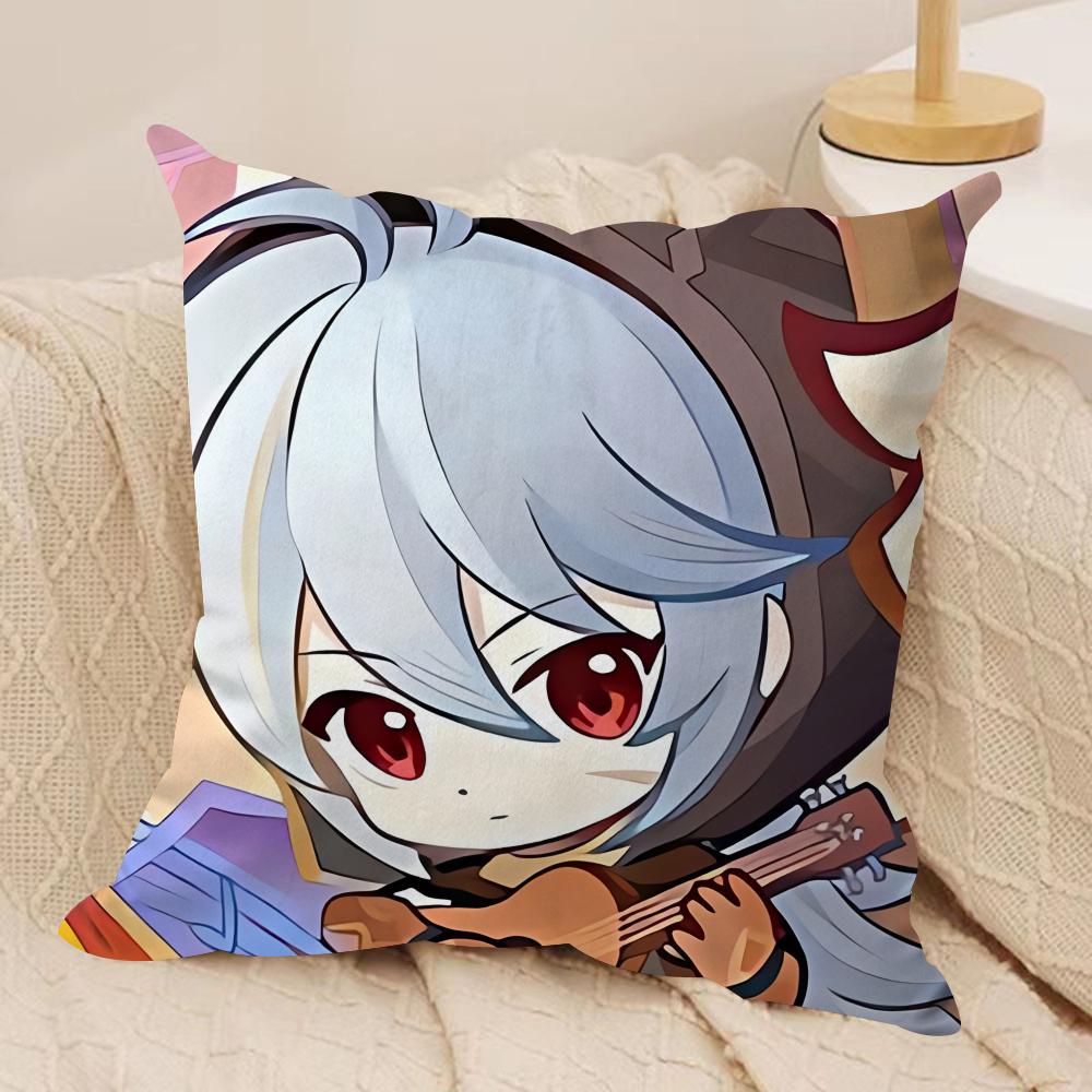 Razor Cute Cute Genshin Impact Cushion Cover Silky Short Plush Invisible Zipper Dustproof Sofa Pillow Case For Home Decor