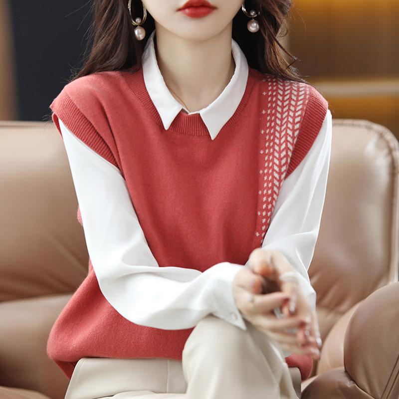 Women Vests Sweaters 2025 Sleeveless O-Neck Black Knitted Vest Sweater Women Tops JJ115