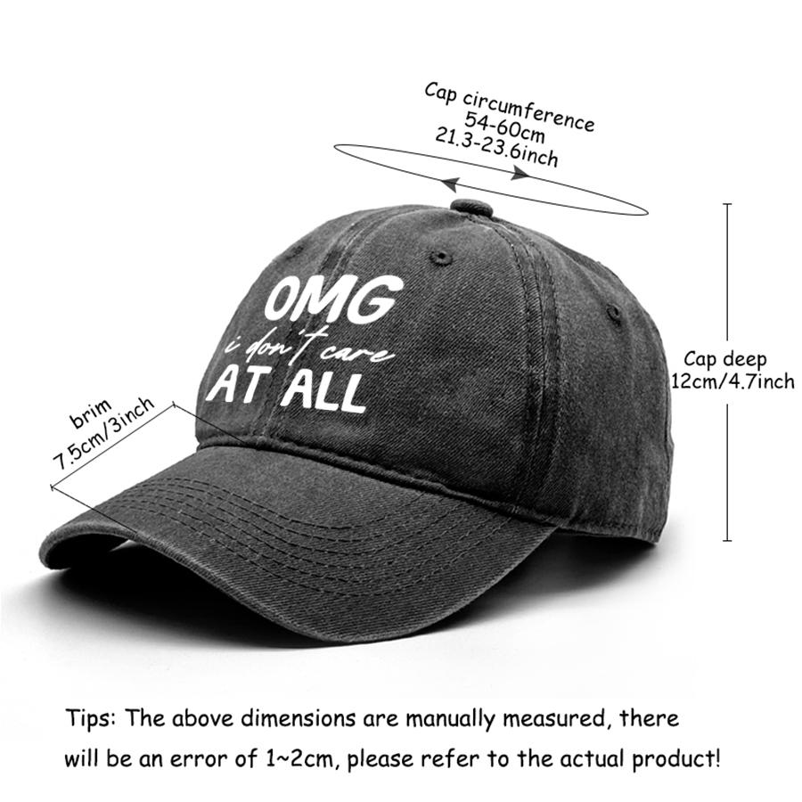 “I Don't Care At All” Unisex Snapback Baseball Caps Dad Hat Adjustable Buckle Headwear Sun Hat Ideal Choice For Casual Wear